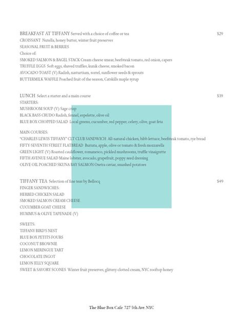 tiffany blue box cafe menu.